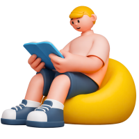 Studying on Beanbag 3D Icon by Orenji Studio