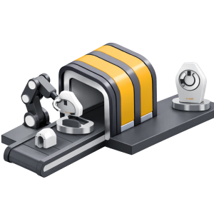 Coin Production Assembly Line 3D Icon by Rakata